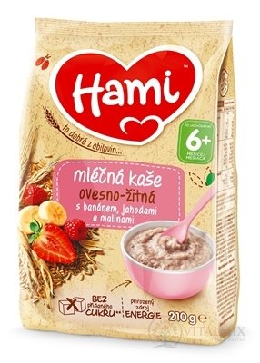 Hami mliečna kaša ovseno - ražná s banánom, jahodami a malinami (od ukonč. 6. mesiaca) 1x210 g